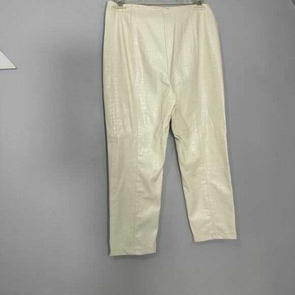 JLUXLABEL Cream Cropped Pants Croc Faux Leather High Waist Neutral Size XL - Picture 5 of 10